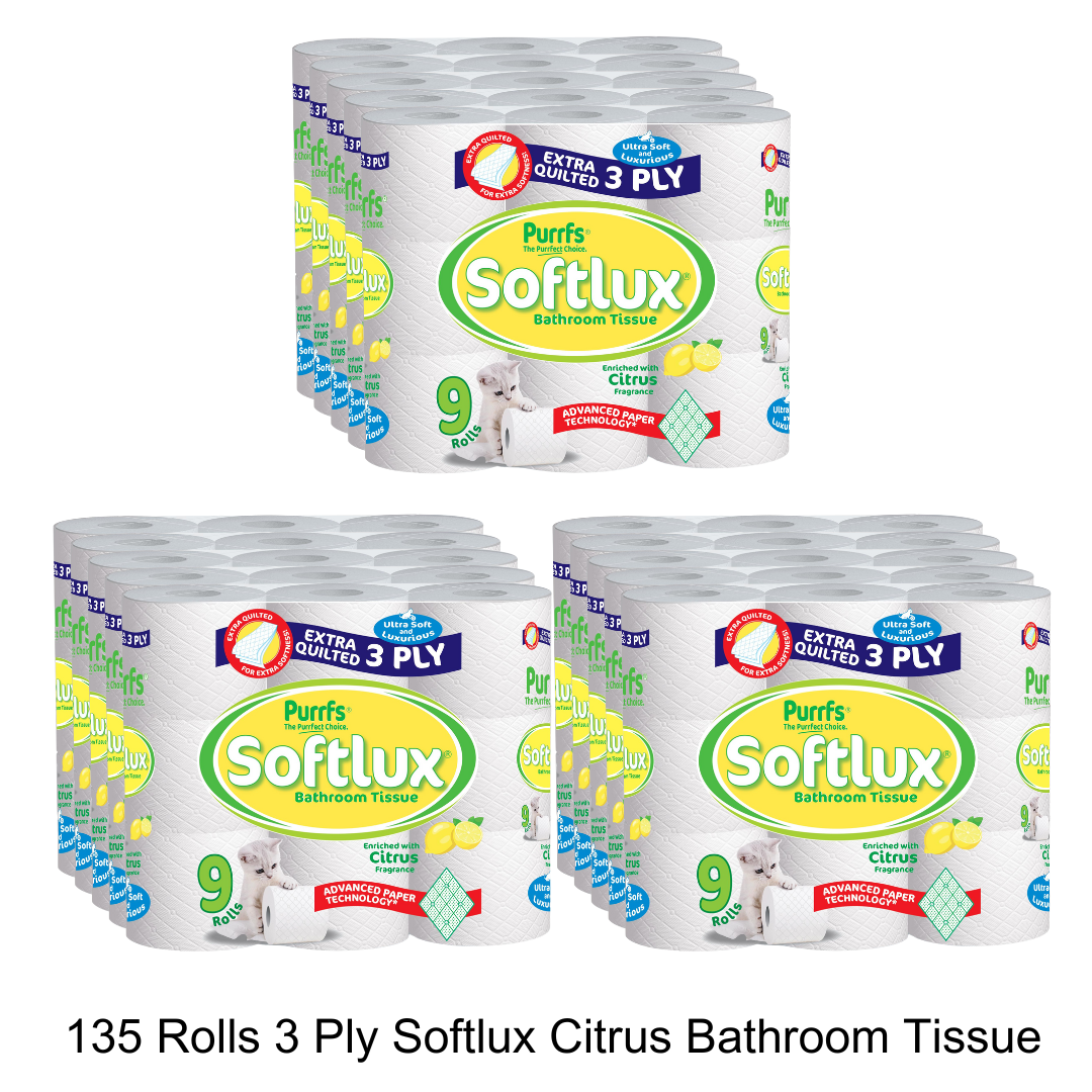 135 Softlux Toilet Rolls 3 Ply Bathroom Tissue Paper 45 x 3 135Rolls Citrus Scented Wipes Toilet Tissue Cheap 135 Softlux Toilet Rolls 3 Ply Bathroom Tissue Paper 45 x 3 135Rolls Citrus Scented Wipes Toilet Tissue Cheap